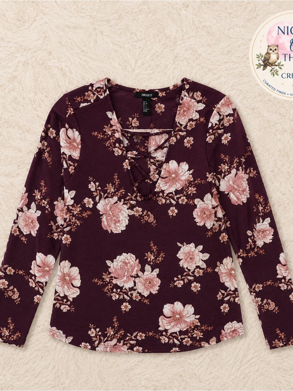 Forever‎ 21 burgundy floral blouse - women's size small